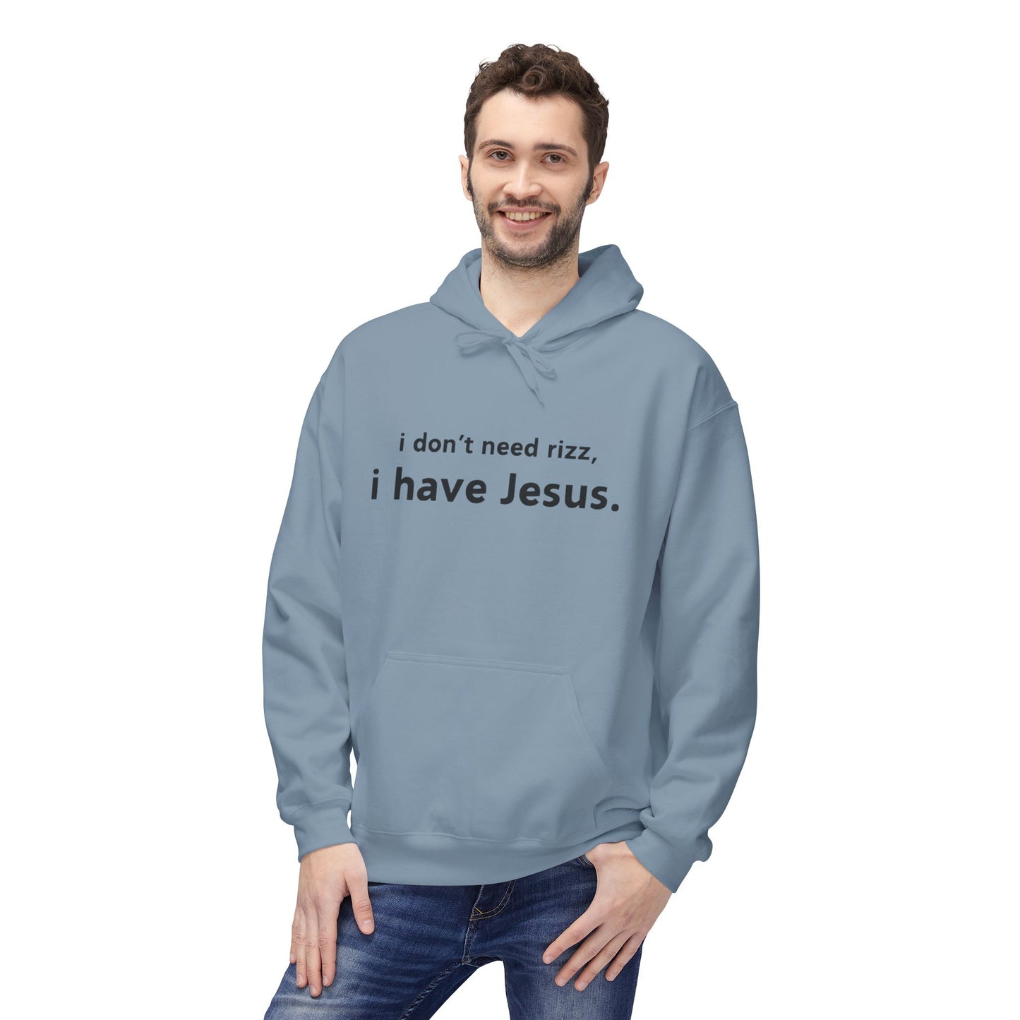 i don't need rizz, i have Jesus. Unisex Midweight Softstyle Fleece Hoodie