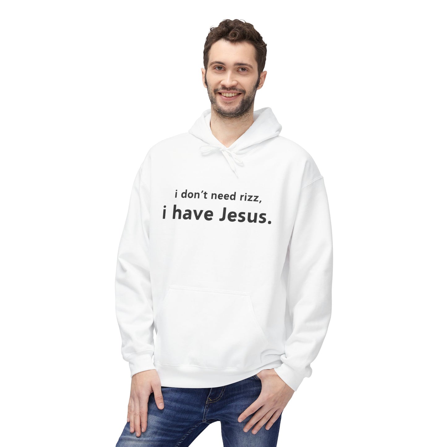 i don't need rizz, i have Jesus. Unisex Midweight Softstyle Fleece Hoodie