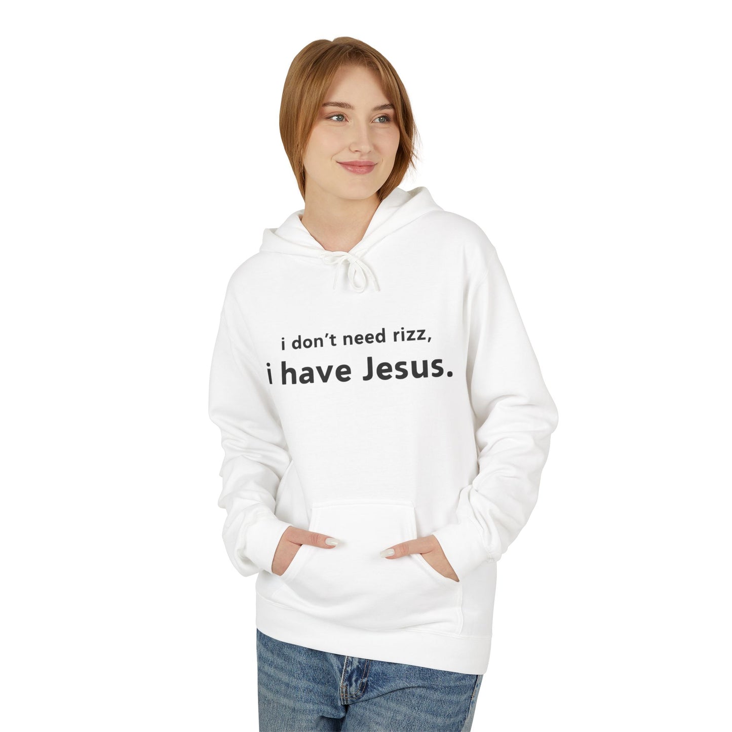 i don't need rizz, i have Jesus. Unisex Midweight Softstyle Fleece Hoodie