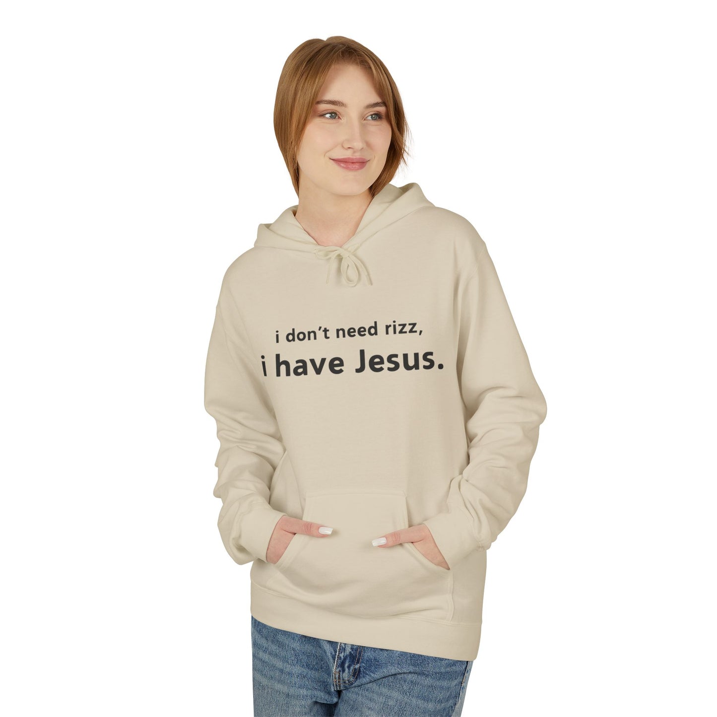 i don't need rizz, i have Jesus. Unisex Midweight Softstyle Fleece Hoodie