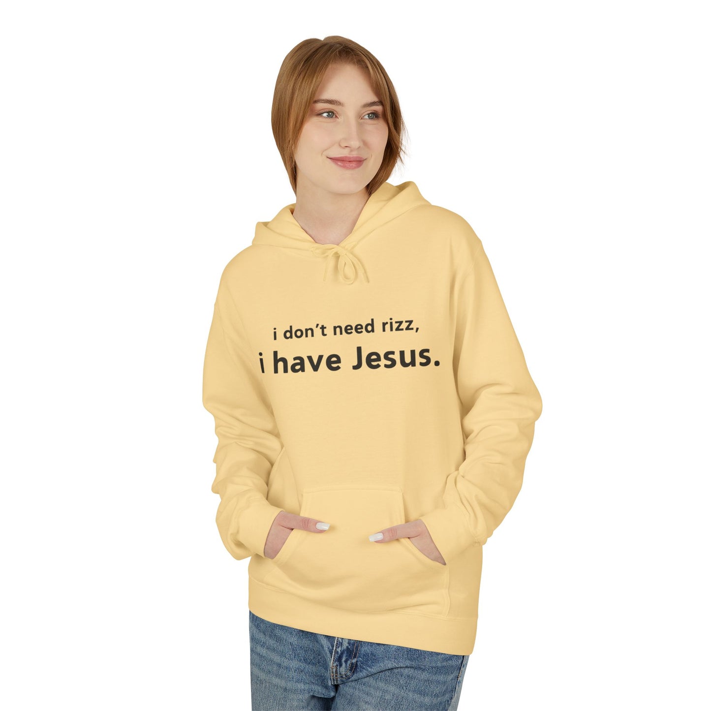 i don't need rizz, i have Jesus. Unisex Midweight Softstyle Fleece Hoodie